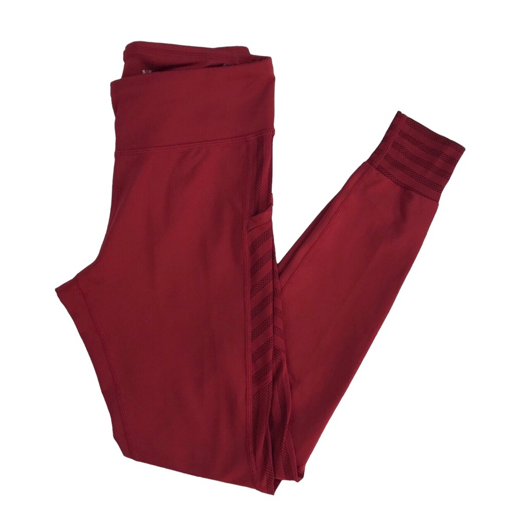 Alpha Prime Victoria Mid Rise Athletic Leggings Red Size Small